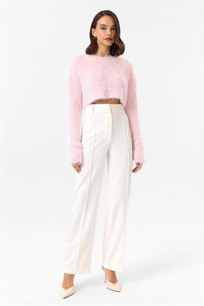 Bisiklet Yaka Crop Kazak