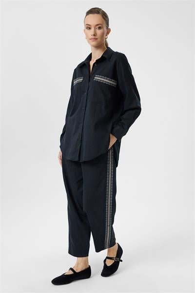 Nakışlı Keten Karışımlı Pantolon