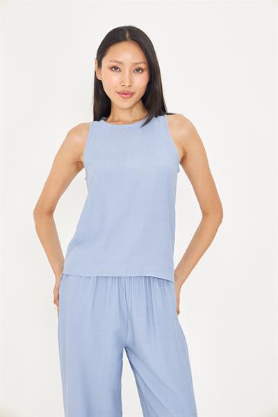 Damla Detaylı Keten Görünümlü Bluz