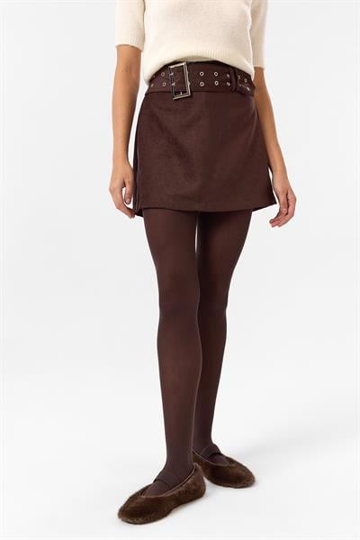 Kemerli Süet Şort Etek