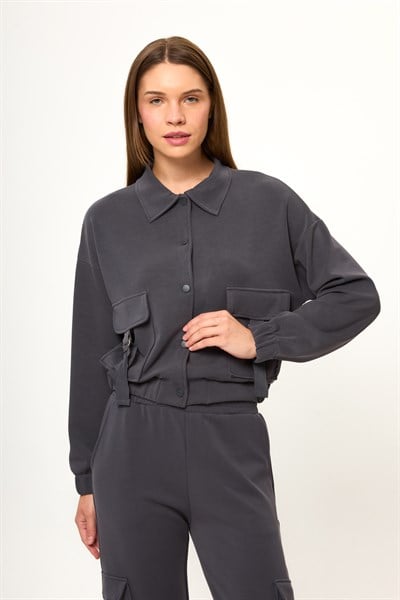 Cepli Çıtçıtlı Modal Ceket