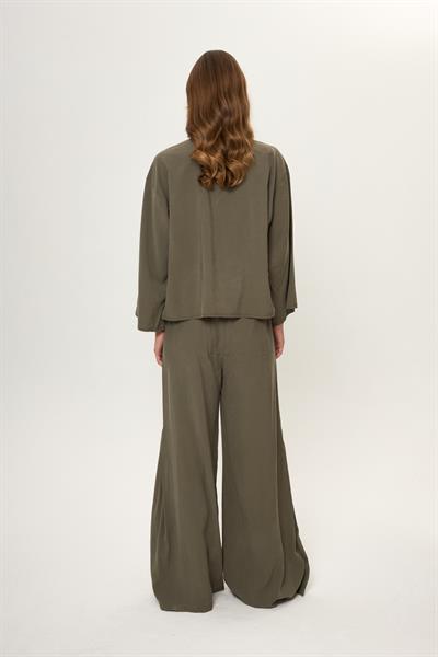 Yanı Pileli Cupra Pantolon