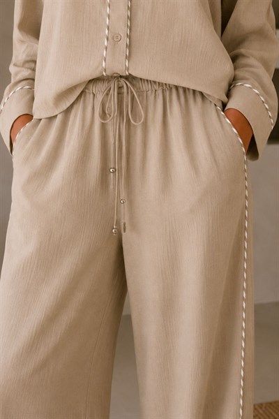 Şeritli Müslin Pantolon