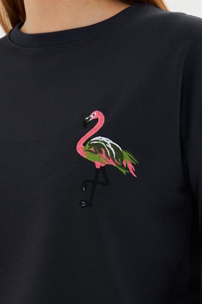 Flamingo Baskılı İki İplik Sweatshirt 