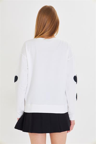 Havlu Kalp Baskılı İki İplik Sweatshirt 