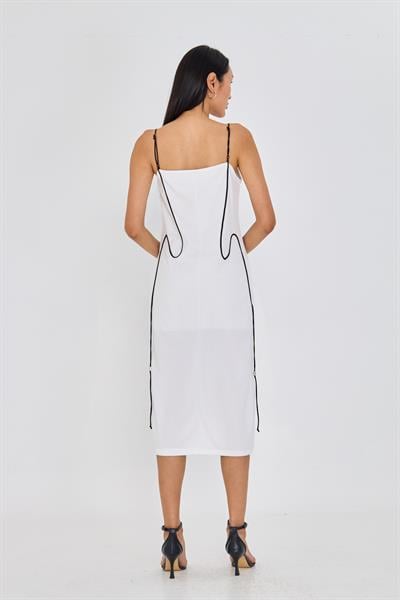 İp Askılı Yırtmaçlı Midi Boy Elbise