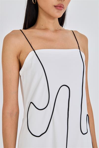 İp Askılı Yırtmaçlı Midi Boy Elbise