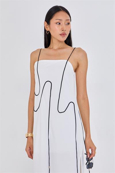 İp Askılı Yırtmaçlı Midi Boy Elbise