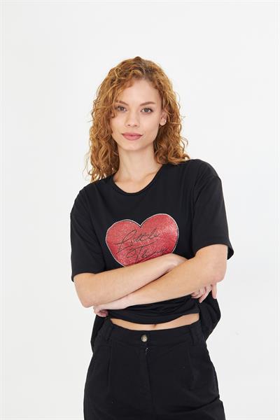 Kalp Baskılı T-Shirt