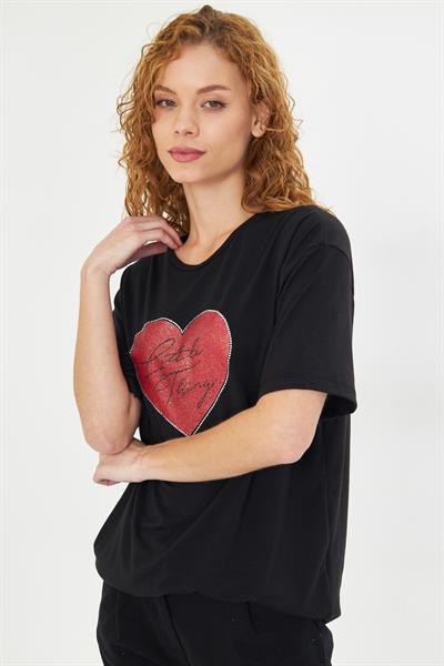 Kalp Baskılı T-Shirt
