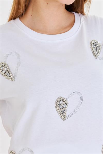 Kalpli Taş İşlemeli T-Shirt