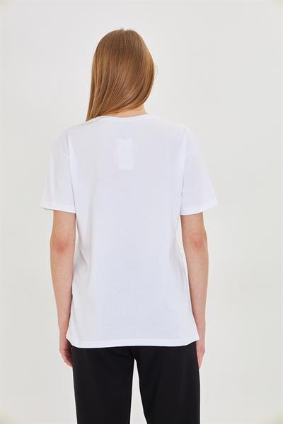 Kaplan Baskılı Taşlı T-Shirt