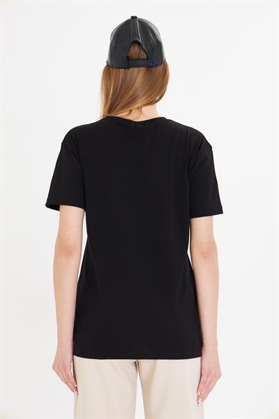 Kaplan Baskılı Taşlı T-Shirt