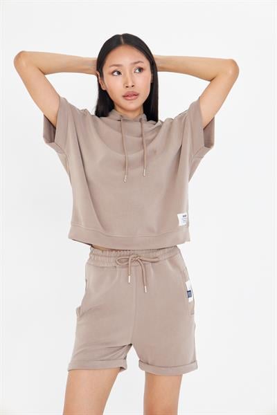 Kapüşonlu Kısa Kol Modal Sweatshirt
