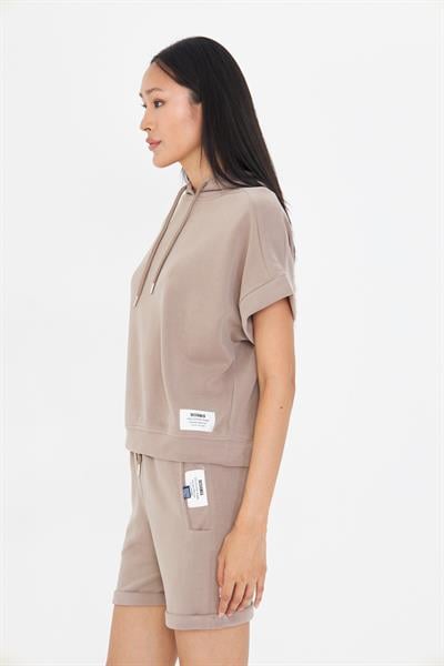 Kapüşonlu Kısa Kol Modal Sweatshirt