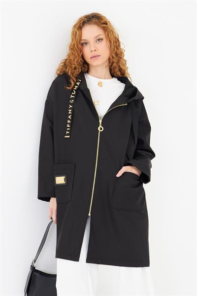 Kapüşonlu Suya Dayanıklı Trençkot 