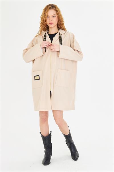 Kapüşonlu Suya Dayanıklı Trençkot 