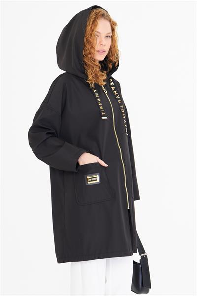 Kapüşonlu Suya Dayanıklı Trençkot 
