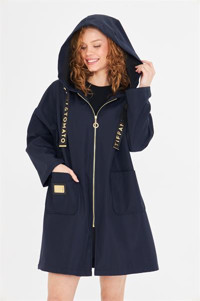 Kapüşonlu Suya Dayanıklı Trençkot 