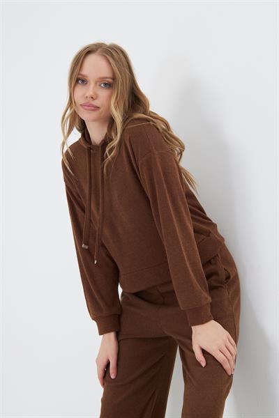 Kapüşonlu Triko Sweatshirt 