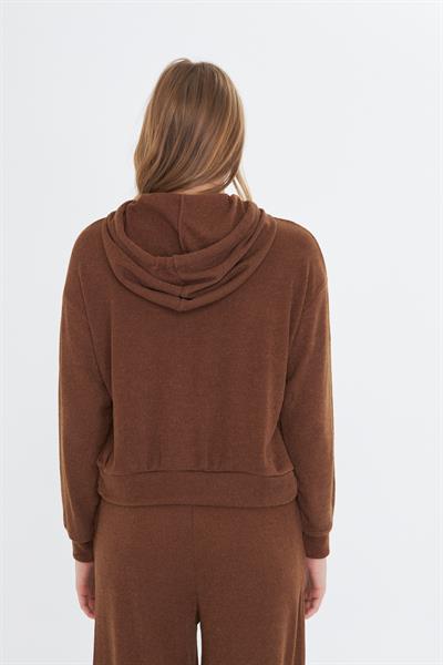 Kapüşonlu Triko Sweatshirt 