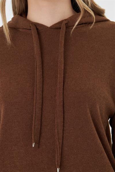 Kapüşonlu Triko Sweatshirt 