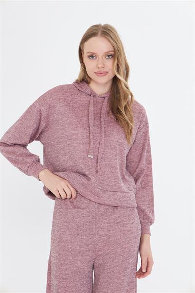 Kapüşonlu Triko Sweatshirt 