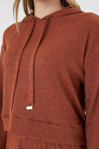 Kapüşonlu Triko Sweatshirt 