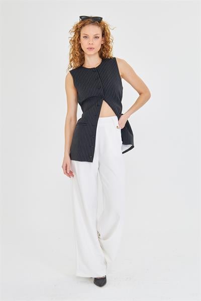 Kemeri Düğme Detaylı Atlas Pantolon 