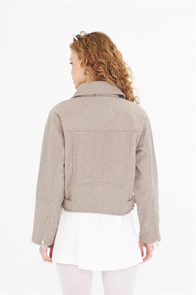 Kemerli Kısa Kaşe Mont 