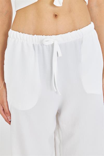 Keten Görünümlü Bol Paça Pantolon 