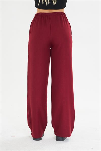 Keten Görünümlü Bol Paça Pantolon 