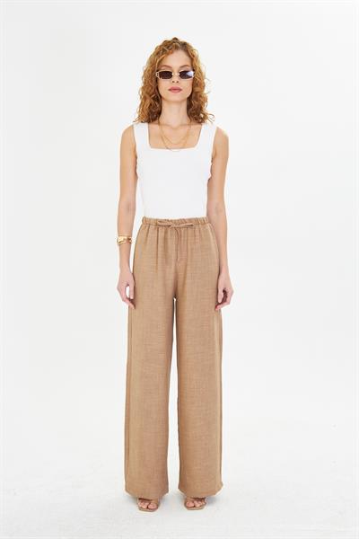 Keten Görünümlü Bol Paça Pantolon 