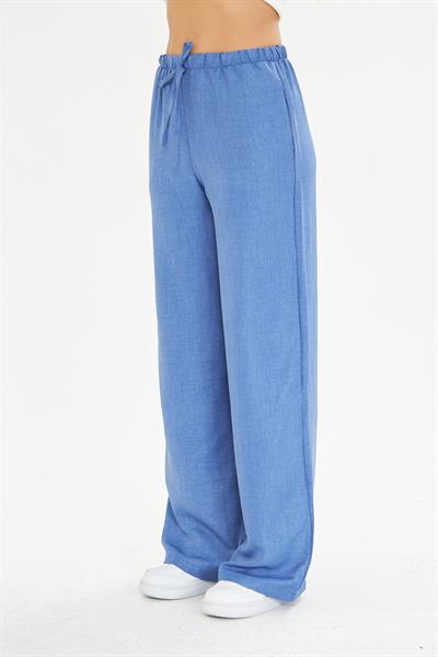 Keten Görünümlü Bol Paça Pantolon 