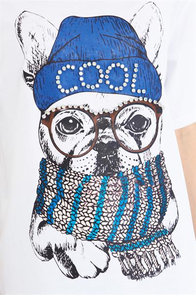  Baskılı Taşlı T-Shirt