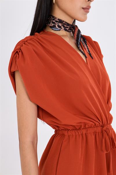 Kruvaze Yaka Sıfır Kol Tulum