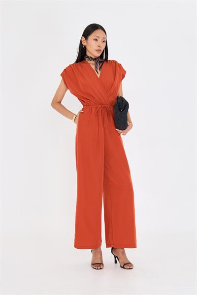 Kruvaze Yaka Sıfır Kol Tulum