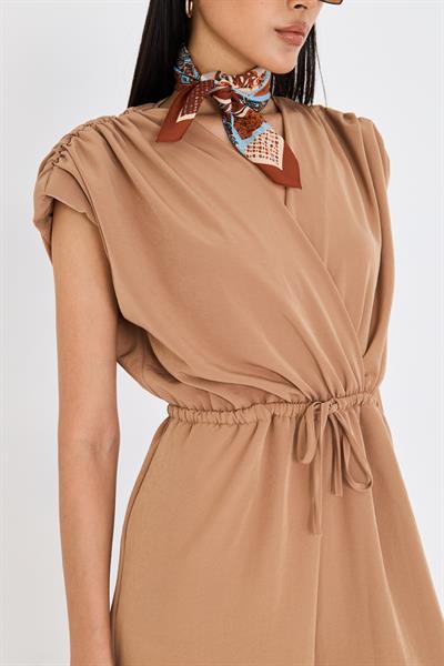 Kruvaze Yaka Sıfır Kol Tulum