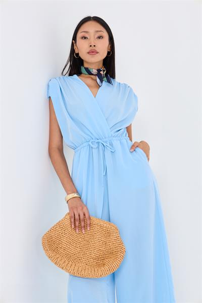 Kruvaze Yaka Sıfır Kol Tulum