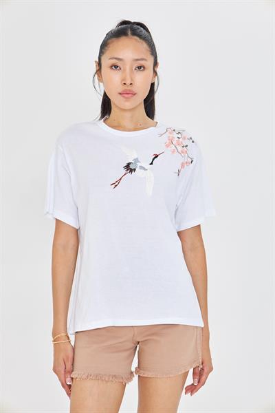 Kuş Nakışlı Süprem T-Shirt