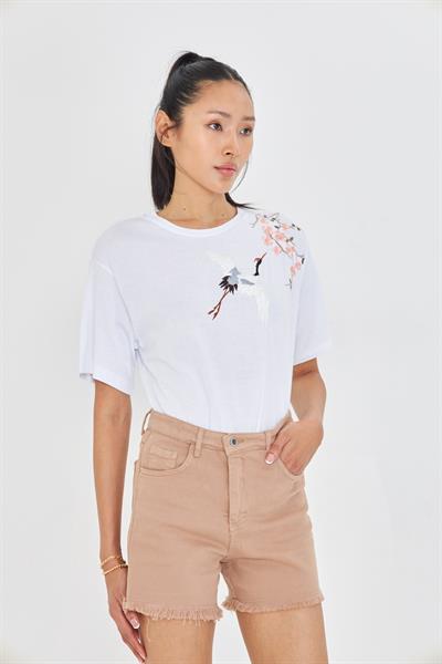 Kuş Nakışlı Süprem T-Shirt