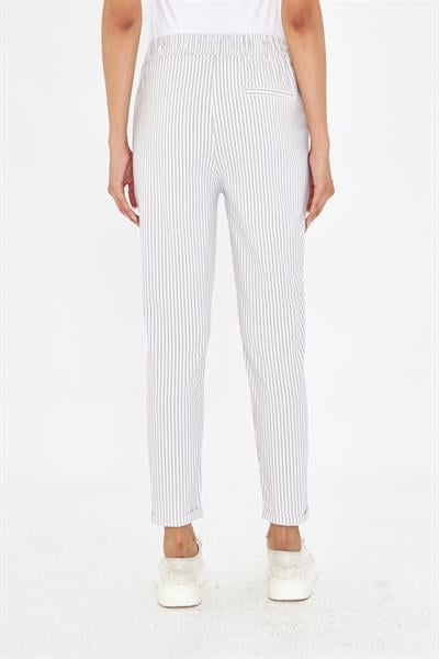 Lastikli Çizgili Chino Pantolon