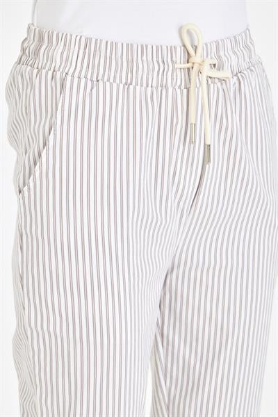 Lastikli Çizgili Chino Pantolon