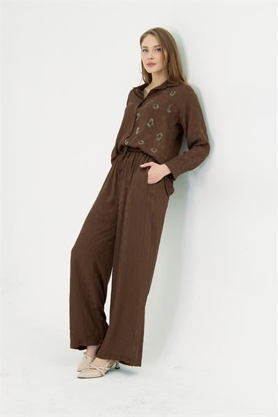 Leopar Desen Saten Pantolon 