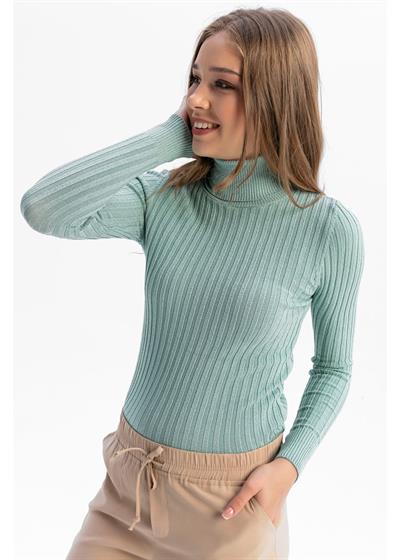 Likrali Bogazli Triko - Mint