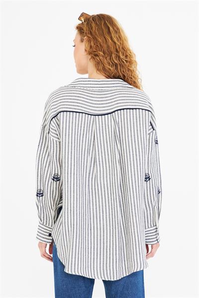 Nakışlı Çizgili Gömlek 