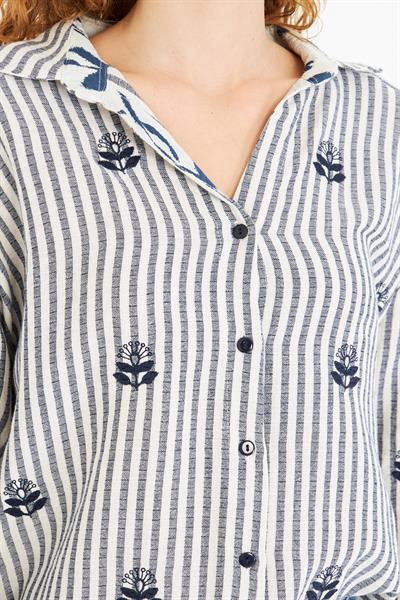 Nakışlı Çizgili Gömlek 