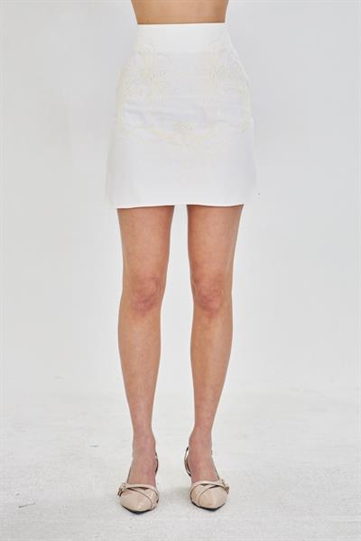 Nakışlı Gabardin Etek 