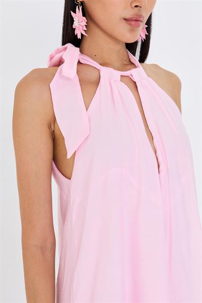 Önü Bağlamalı Sıfır Kol Elbise