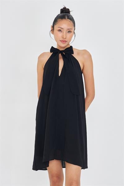 Önü Bağlamalı Sıfır Kol Elbise